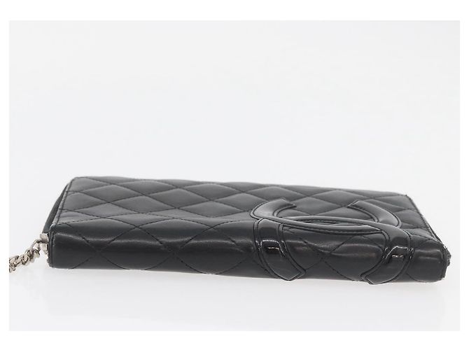 CHANEL Portafoglio Linea Cambon Pelle Nera Argento CC Auth 163865 Nero - vista 4