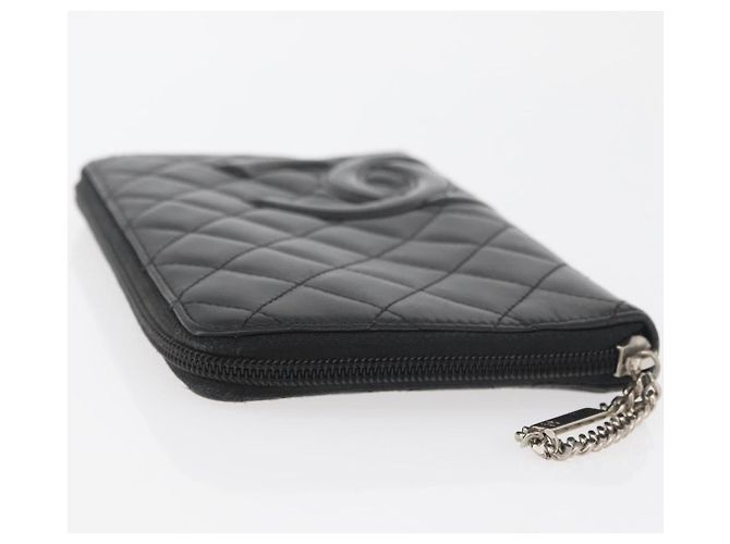 CHANEL Portafoglio Linea Cambon Pelle Nera Argento CC Auth 163865 Nero - vista 5