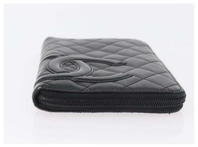CHANEL Portafoglio Linea Cambon Pelle Nera Argento CC Auth 163865 Nero - vista 6