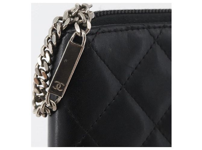 CHANEL Portafoglio Linea Cambon Pelle Nera Argento CC Auth 163865 Nero - vista 8