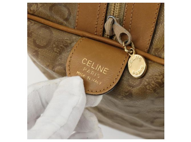 Céline Borsa a mano Celine C Sulky Carriage in PVC Beige Oro Auth INZ012 D'oro - vista 10