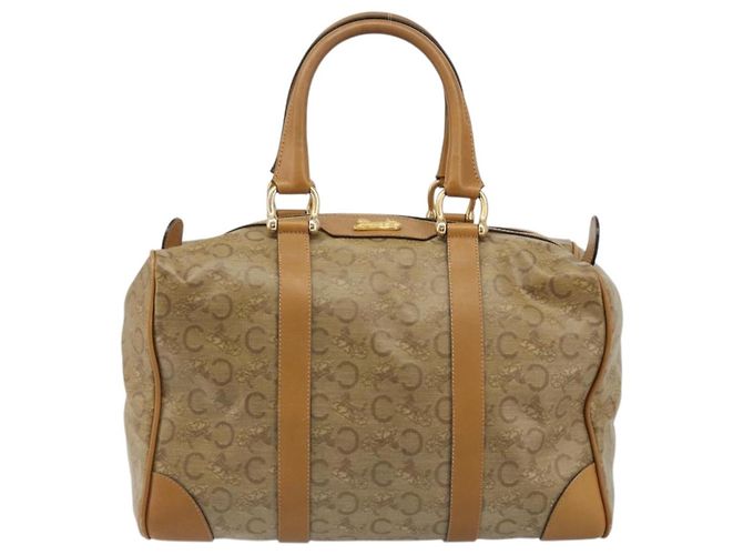 Céline Borsa a mano Celine C Sulky Carriage in PVC Beige Oro Auth INZ012 D'oro - vista 13