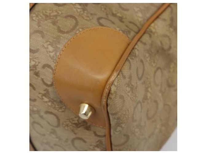 Céline Borsa a mano Celine C Sulky Carriage in PVC Beige Oro Auth INZ012 D'oro - vista 14