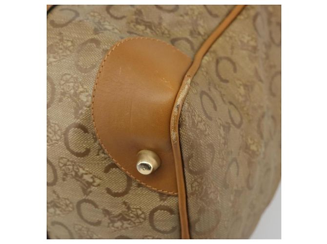 Céline Borsa a mano Celine C Sulky Carriage in PVC Beige Oro Auth INZ012 D'oro - vista 16