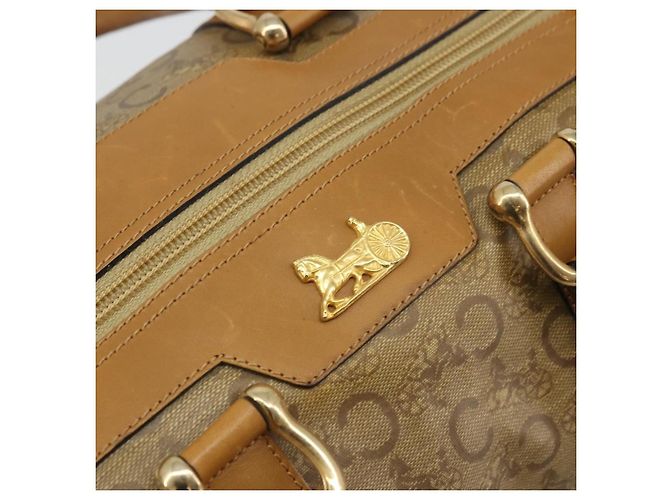 Céline Borsa a mano Celine C Sulky Carriage in PVC Beige Oro Auth INZ012 D'oro - vista 17