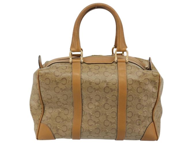 Céline Borsa a mano Celine C Sulky Carriage in PVC Beige Oro Auth INZ012 D'oro - vista 2