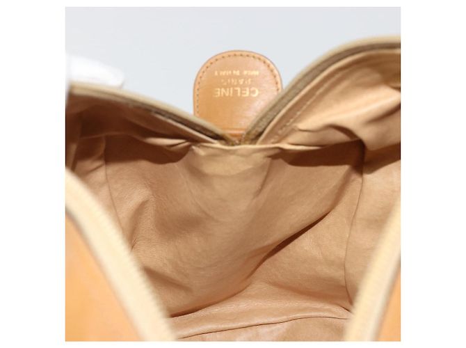 Céline Borsa a mano Celine C Sulky Carriage in PVC Beige Oro Auth INZ012 D'oro - vista 20