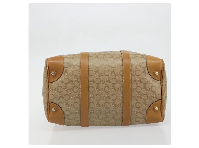 Céline Borsa a mano Celine C Sulky Carriage in PVC Beige Oro Auth INZ012 D'oro - vista 5