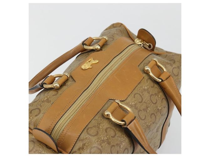 Céline Borsa a mano Celine C Sulky Carriage in PVC Beige Oro Auth INZ012 D'oro - vista 6
