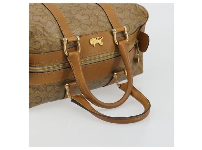 Céline Borsa a mano Celine C Sulky Carriage in PVC Beige Oro Auth INZ012 D'oro - vista 7