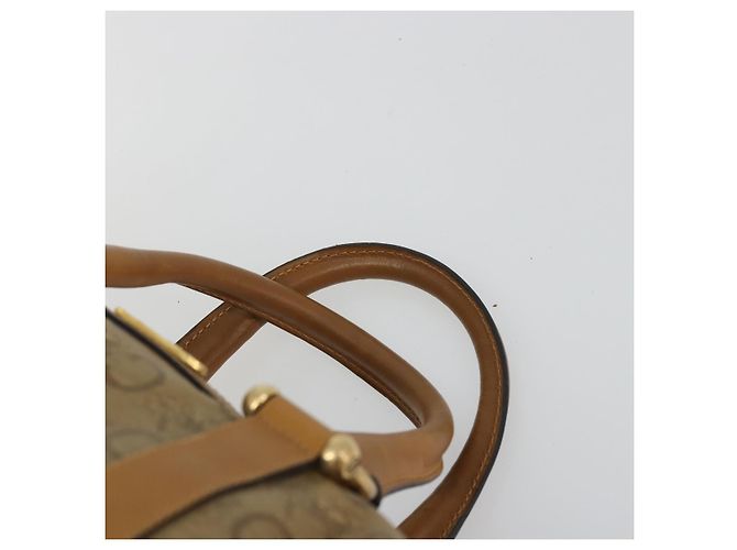 Céline Borsa a mano Celine C Sulky Carriage in PVC Beige Oro Auth INZ012 D'oro - vista 8