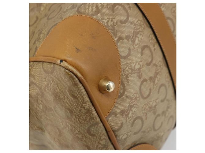 Céline Borsa a mano Celine C Sulky Carriage in PVC Beige Oro Auth INZ012 D'oro - vista 9