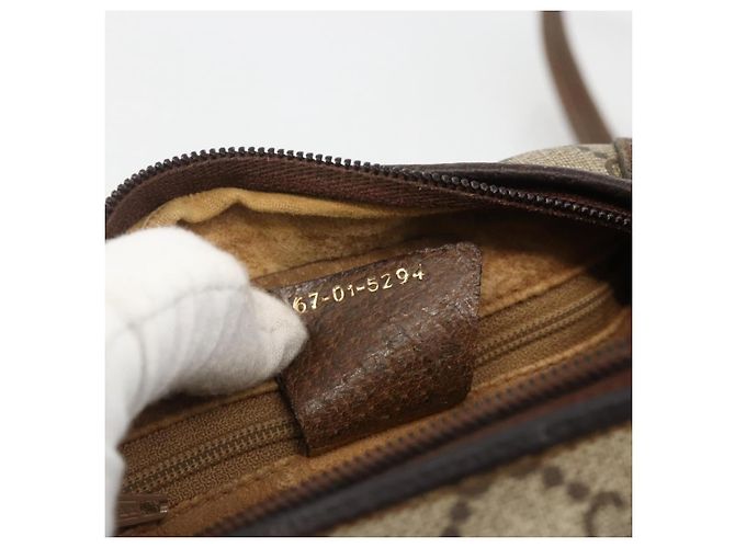Gucci Borsa a Spalla GG Supreme PVC Beige Oro 67 01 5294 Auth YKZ1136 D'oro - vista 12