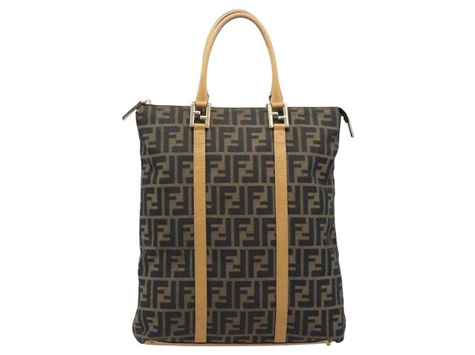 FENDI Zucca Canvas Tote Bag Schwarz Braun Auth YKZ349 - Ansicht 13
