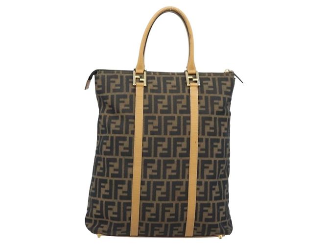 FENDI Zucca Canvas Tote Bag Schwarz Braun Auth YKZ349 - Ansicht 2