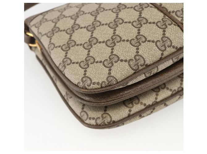 Borsa Sherry Line GG Supreme Web di GUCCI in PVC beige e oro 10 02 037 Auth BA11736 D'oro - vista 14