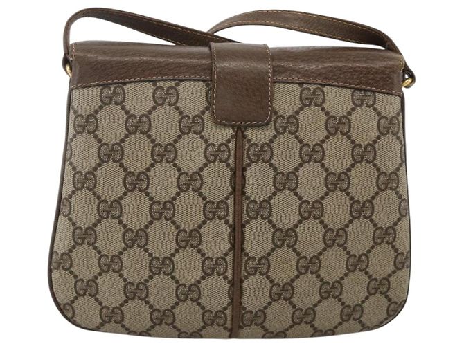 Borsa Sherry Line GG Supreme Web di GUCCI in PVC beige e oro 10 02 037 Auth BA11736 D'oro - vista 2