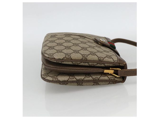 Borsa Sherry Line GG Supreme Web di GUCCI in PVC beige e oro 10 02 037 Auth BA11736 D'oro - vista 4