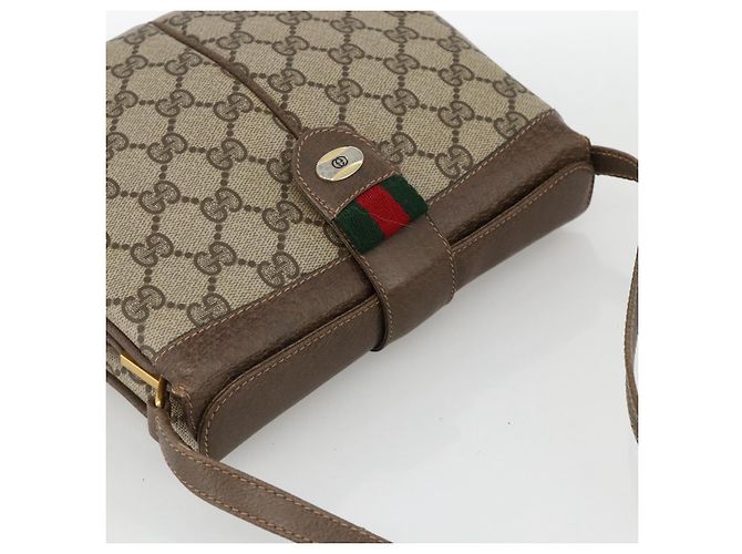 Borsa Sherry Line GG Supreme Web di GUCCI in PVC beige e oro 10 02 037 Auth BA11736 D'oro - vista 6