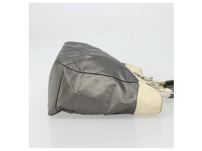 CHANEL Paris Biarritz GM Tote Bag Beschichtete Leinwand Grau Silber CC Auth bs34403 Braun - Ansicht 3