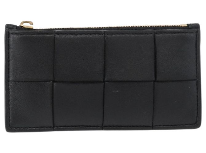 Monedero de cuero negro Bottega Veneta Auth 174643 - vista 13