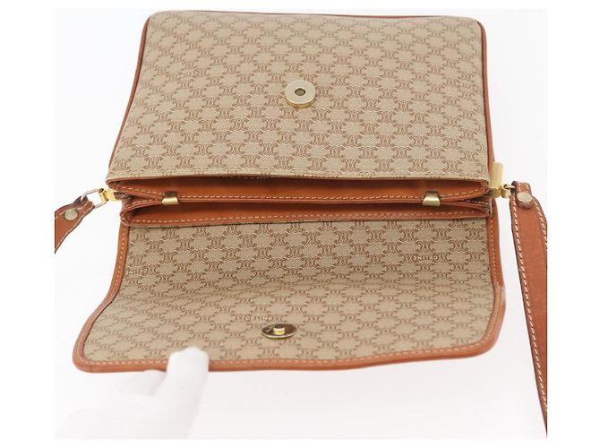 Céline Borsa a Spalla in Tela Macadam CELINE PVC Beige Oro Auth YKZ1076 D'oro - vista 10
