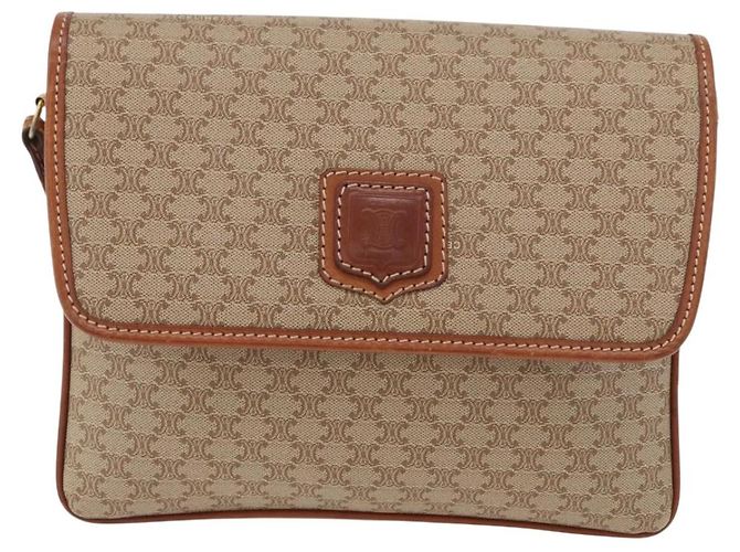 Céline Borsa a Spalla in Tela Macadam CELINE PVC Beige Oro Auth YKZ1076 D'oro - vista 13