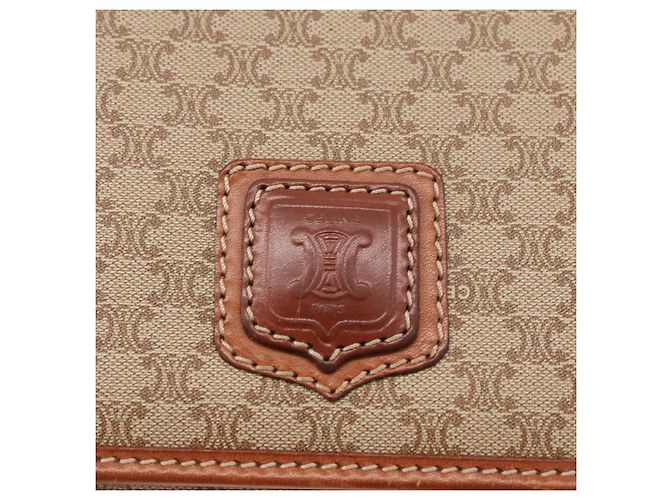 Céline Borsa a Spalla in Tela Macadam CELINE PVC Beige Oro Auth YKZ1076 D'oro - vista 17