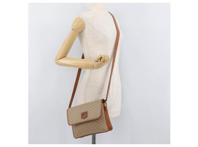 Céline Borsa a Spalla in Tela Macadam CELINE PVC Beige Oro Auth YKZ1076 D'oro - vista 26