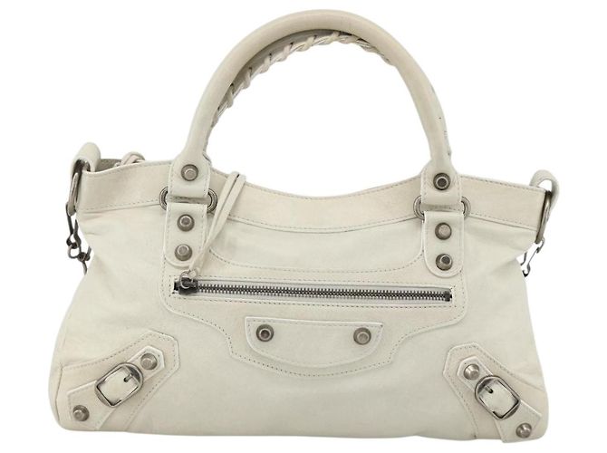 First BALENCIAGA La Prima Borsa a Mano in Pelle 2in1 Bianca 103208 Auth YKZ859SAM - vista 13