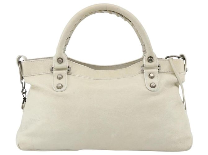 First BALENCIAGA La Prima Borsa a Mano in Pelle 2in1 Bianca 103208 Auth YKZ859SAM - vista 2
