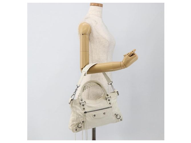 First BALENCIAGA La Prima Borsa a Mano in Pelle 2in1 Bianca 103208 Auth YKZ859SAM - vista 27