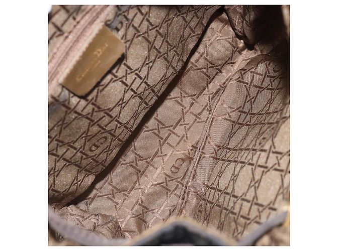 Christian Dior Zaino Lady Dior in nylon marrone e oro Auth BSZ057 D'oro - vista 11