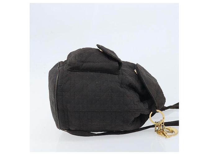 Christian Dior Zaino Lady Dior in nylon marrone e oro Auth BSZ057 D'oro - vista 3