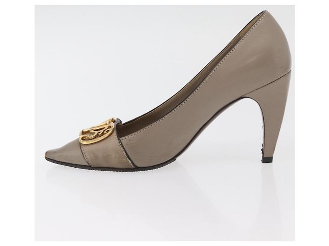 LOUIS VUITTON Absatzschuhe aus Leder 35 1/2 Beige LV Auth 174620A - Ansicht 5