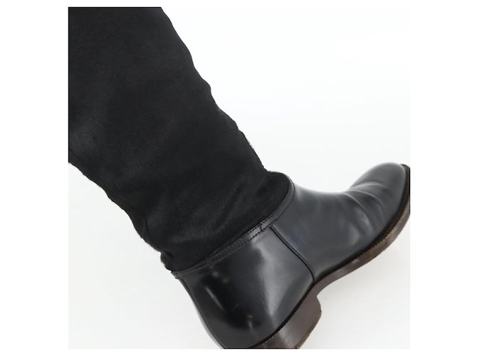 Botas Largas GUCCI Piel de Ternera No Nacida 34 1/2 C Negro Auth 174616A - vista 11