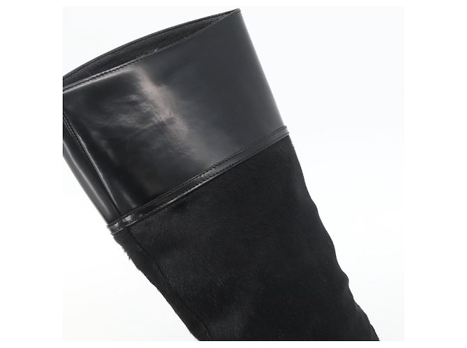 Botas Largas GUCCI Piel de Ternera No Nacida 34 1/2 C Negro Auth 174616A - vista 12