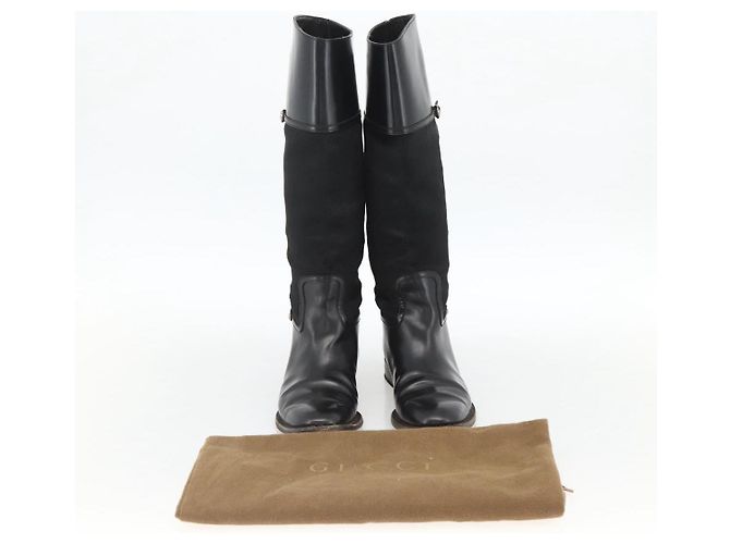 Botas Largas GUCCI Piel de Ternera No Nacida 34 1/2 C Negro Auth 174616A - vista 30