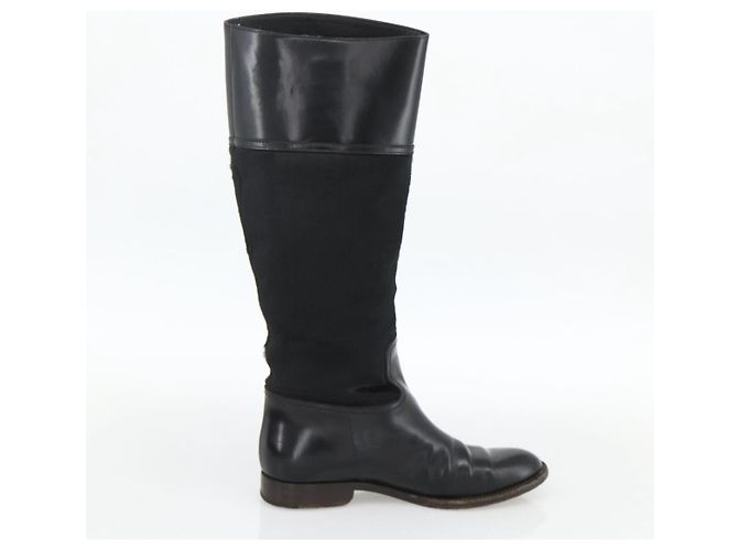 Botas Largas GUCCI Piel de Ternera No Nacida 34 1/2 C Negro Auth 174616A - vista 4
