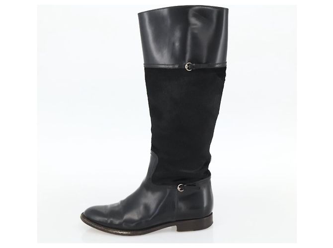 Botas Largas GUCCI Piel de Ternera No Nacida 34 1/2 C Negro Auth 174616A - vista 5