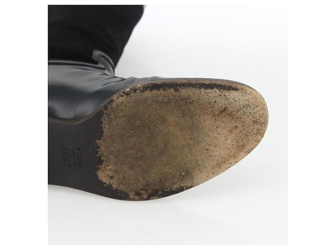 Botas Largas GUCCI Piel de Ternera No Nacida 34 1/2 C Negro Auth 174616A - vista 8
