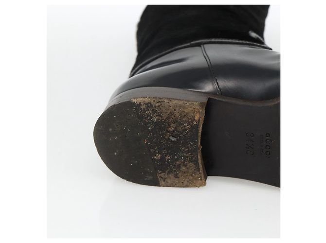 Botas Largas GUCCI Piel de Ternera No Nacida 34 1/2 C Negro Auth 174616A - vista 9