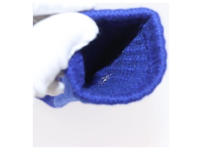 Guanti CHANEL Cashmere Blu CC Auth 174684 - vista 10