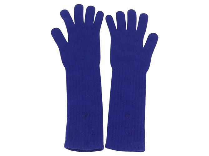 Guanti CHANEL Cashmere Blu CC Auth 174684 - vista 2