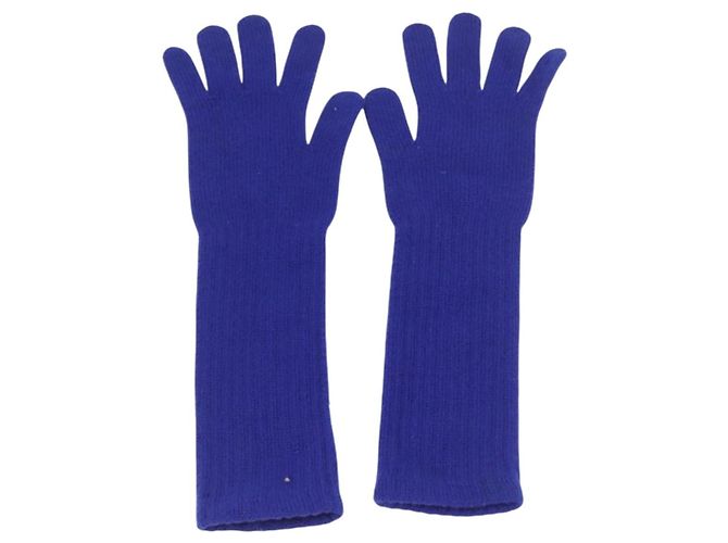 Guanti CHANEL Cashmere Blu CC Auth 174684 - vista 3
