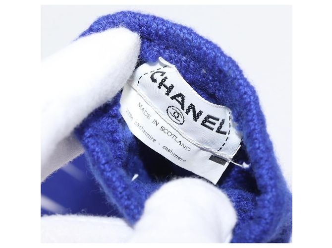 Guanti CHANEL Cashmere Blu CC Auth 174684 - vista 6