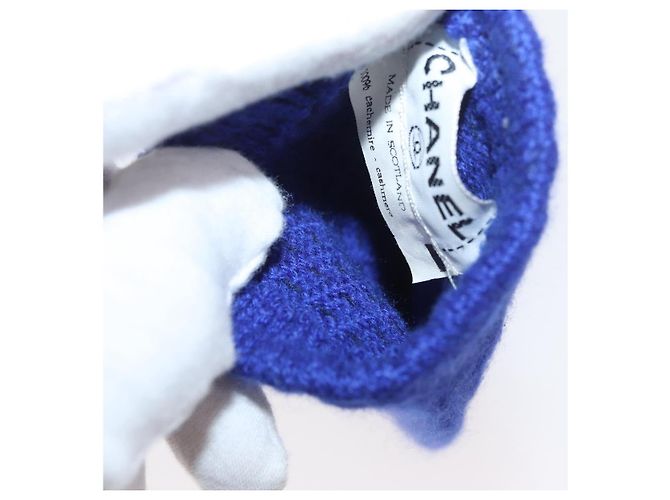 Guanti CHANEL Cashmere Blu CC Auth 174684 - vista 7