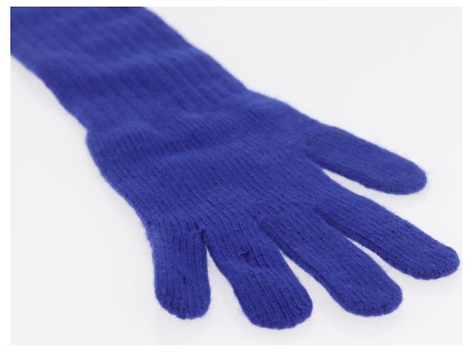 Guanti CHANEL Cashmere Blu CC Auth 174684 - vista 8