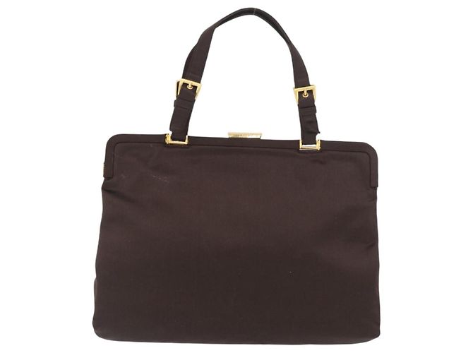 Borsa Tote PRADA Satin Marrone Oro Auth ka3712 D'oro - vista 13