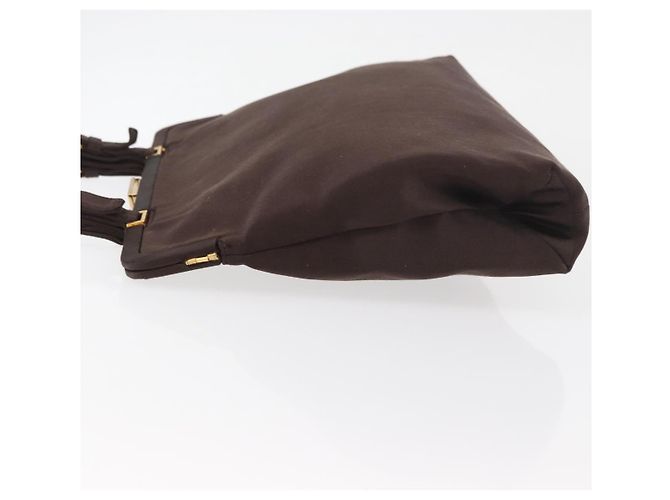 Borsa Tote PRADA Satin Marrone Oro Auth ka3712 D'oro - vista 4
